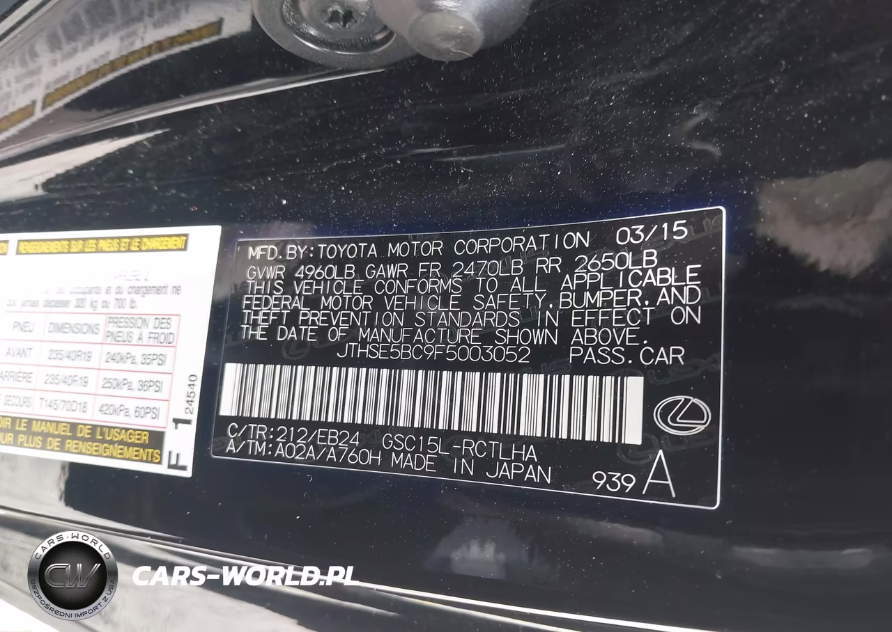 2015 Lexus Rc 350 VIN:JTHSE5BC9F5003052 - 9