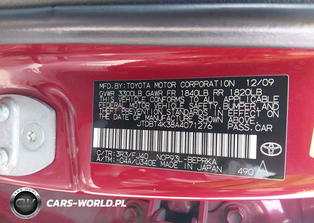 2010 Toyota Yaris VIN:JTDBT4K38A4071276 - 9
