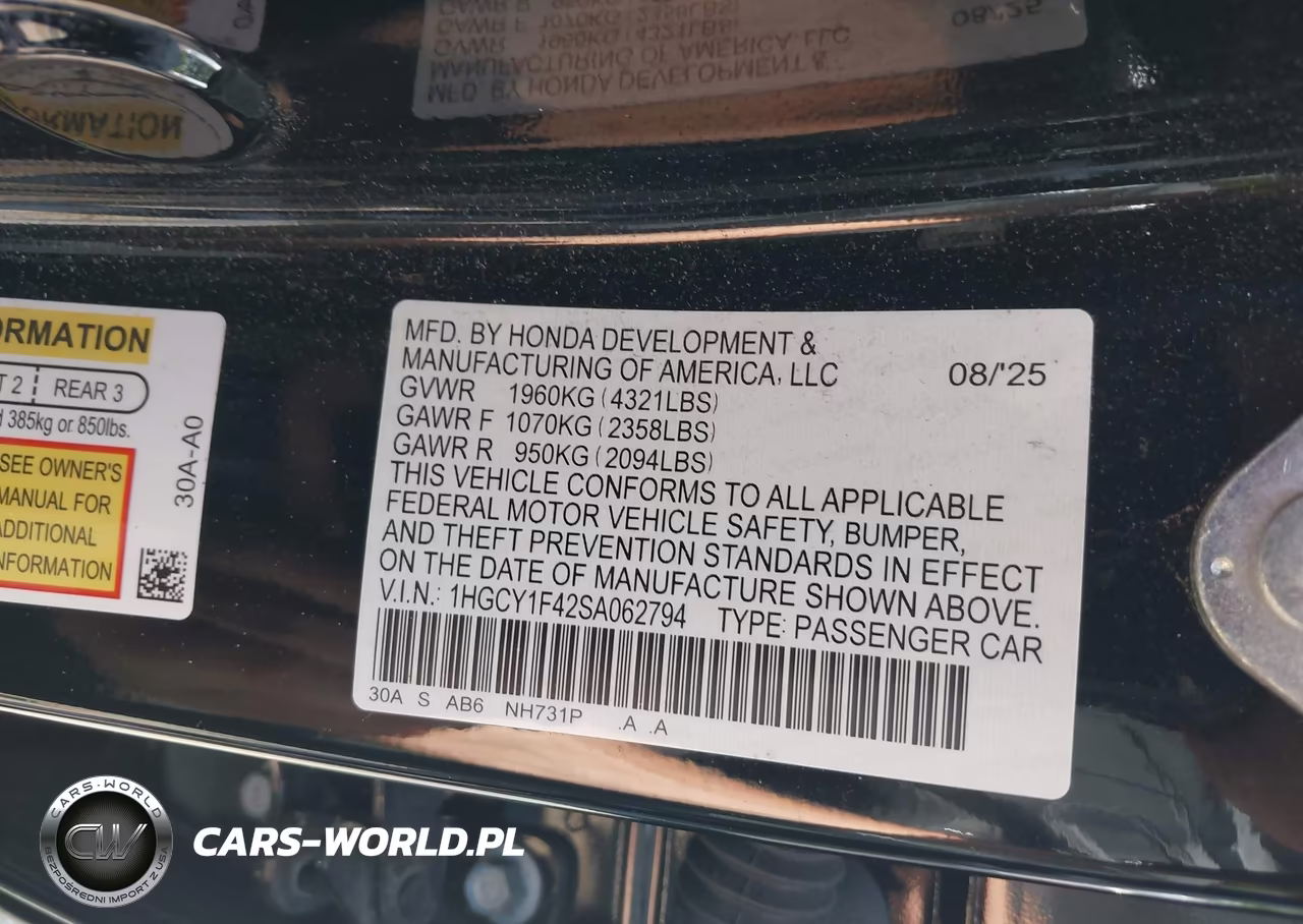 2025 Honda Accord Se VIN:1HGCY1F42SA062794 - 9