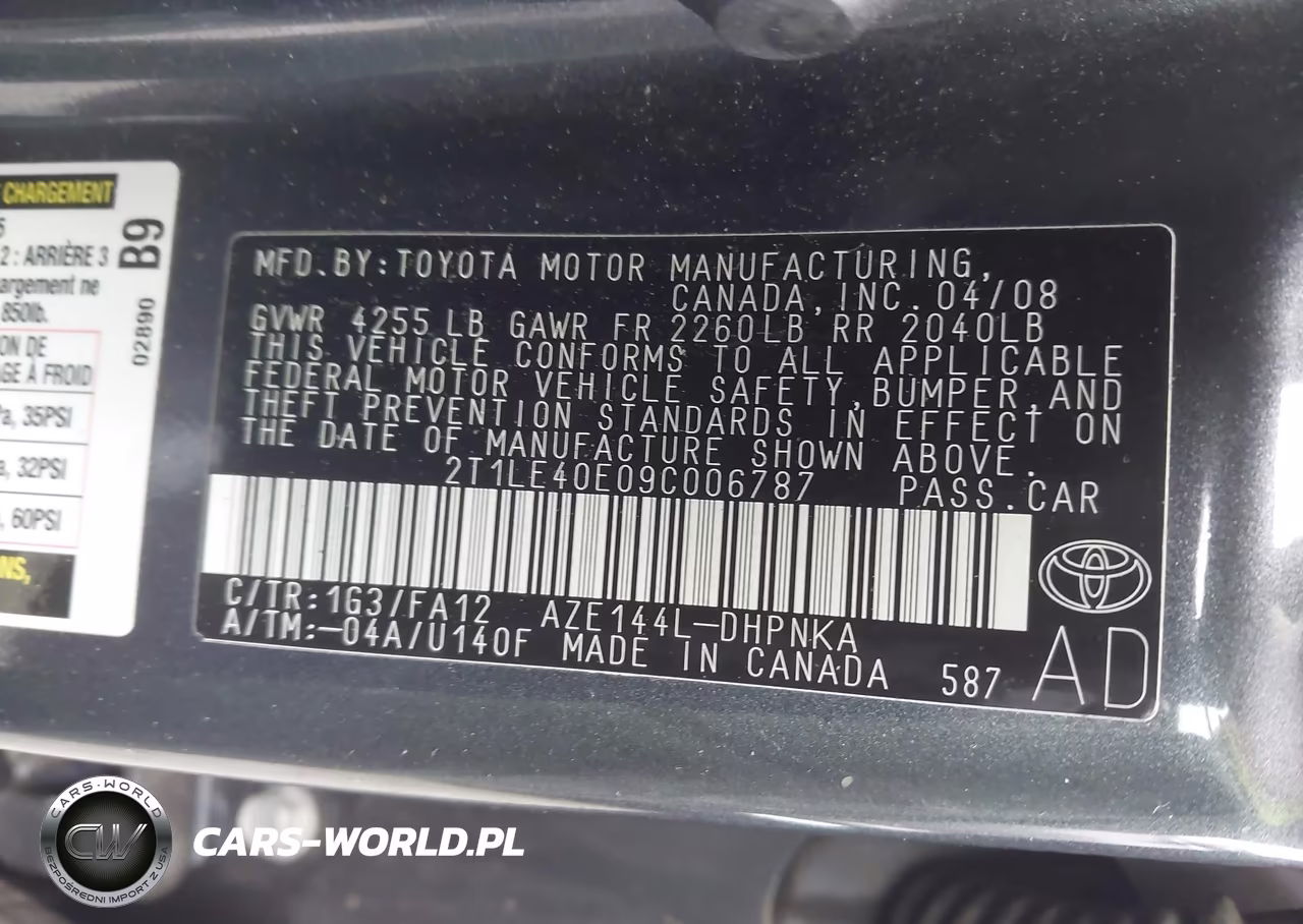 2009 Toyota Matrix S VIN:2T1LE40E09C006787 - 9