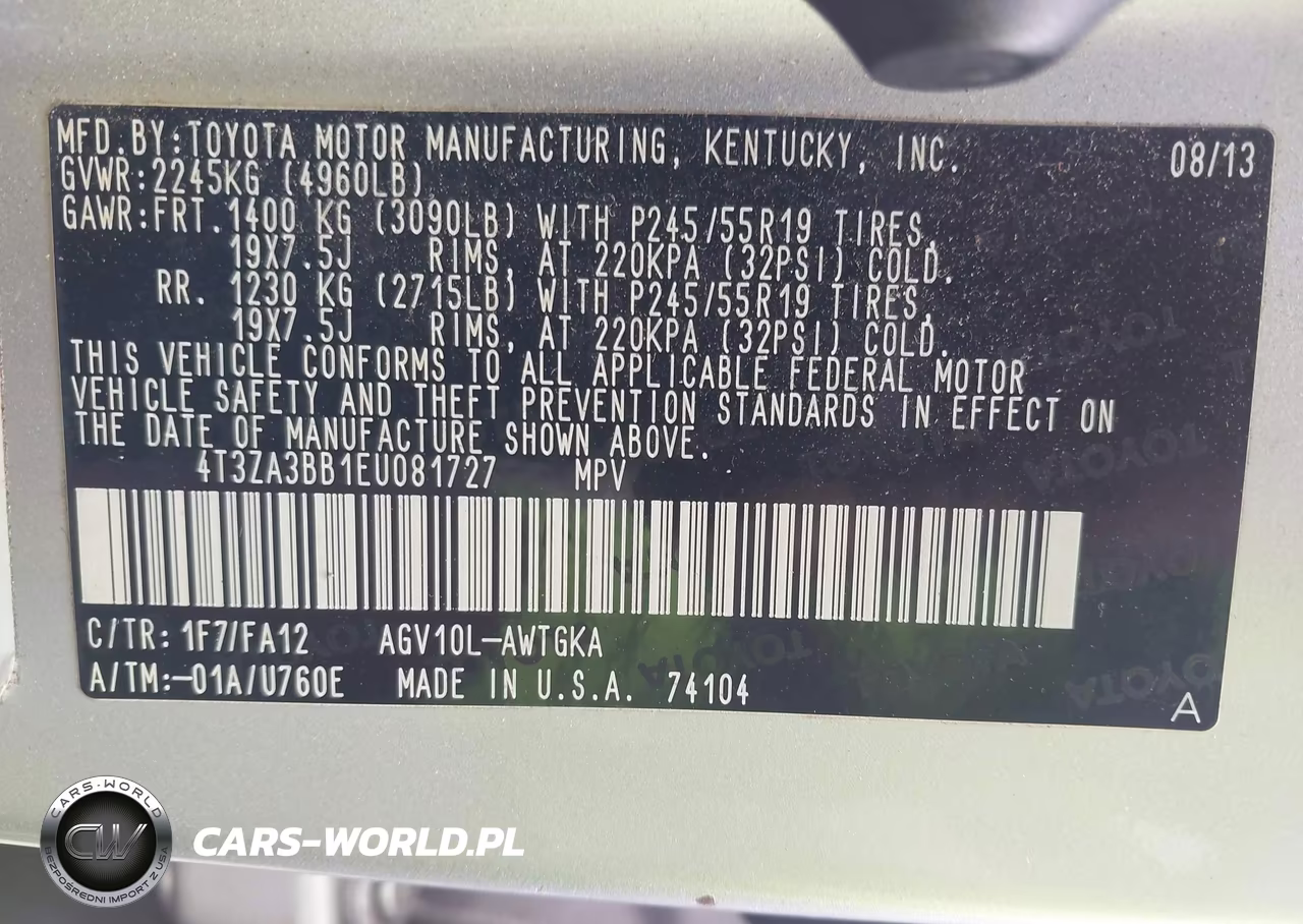 2014 Toyota Venza Le VIN:4T3ZA3BB1EU081727 - 9