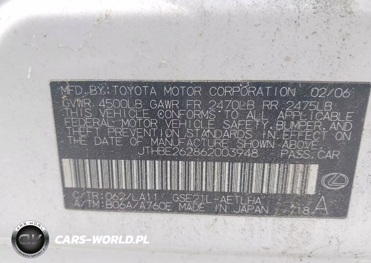 2006 Lexus Is 350 VIN:JTHBE262862003948 - 9