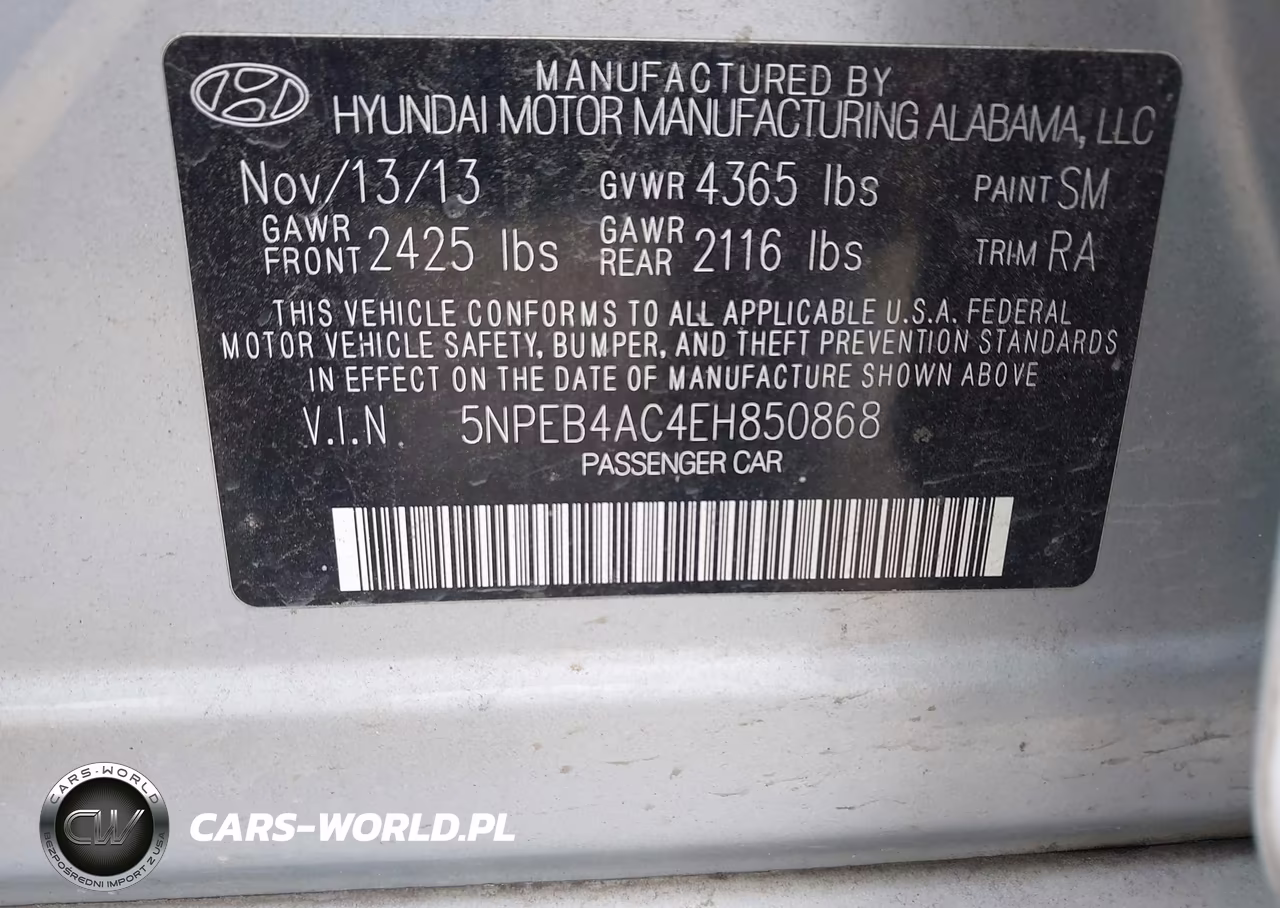 2014 Hyundai Sonata Gls VIN:5NPEB4AC4EH850868 - 9