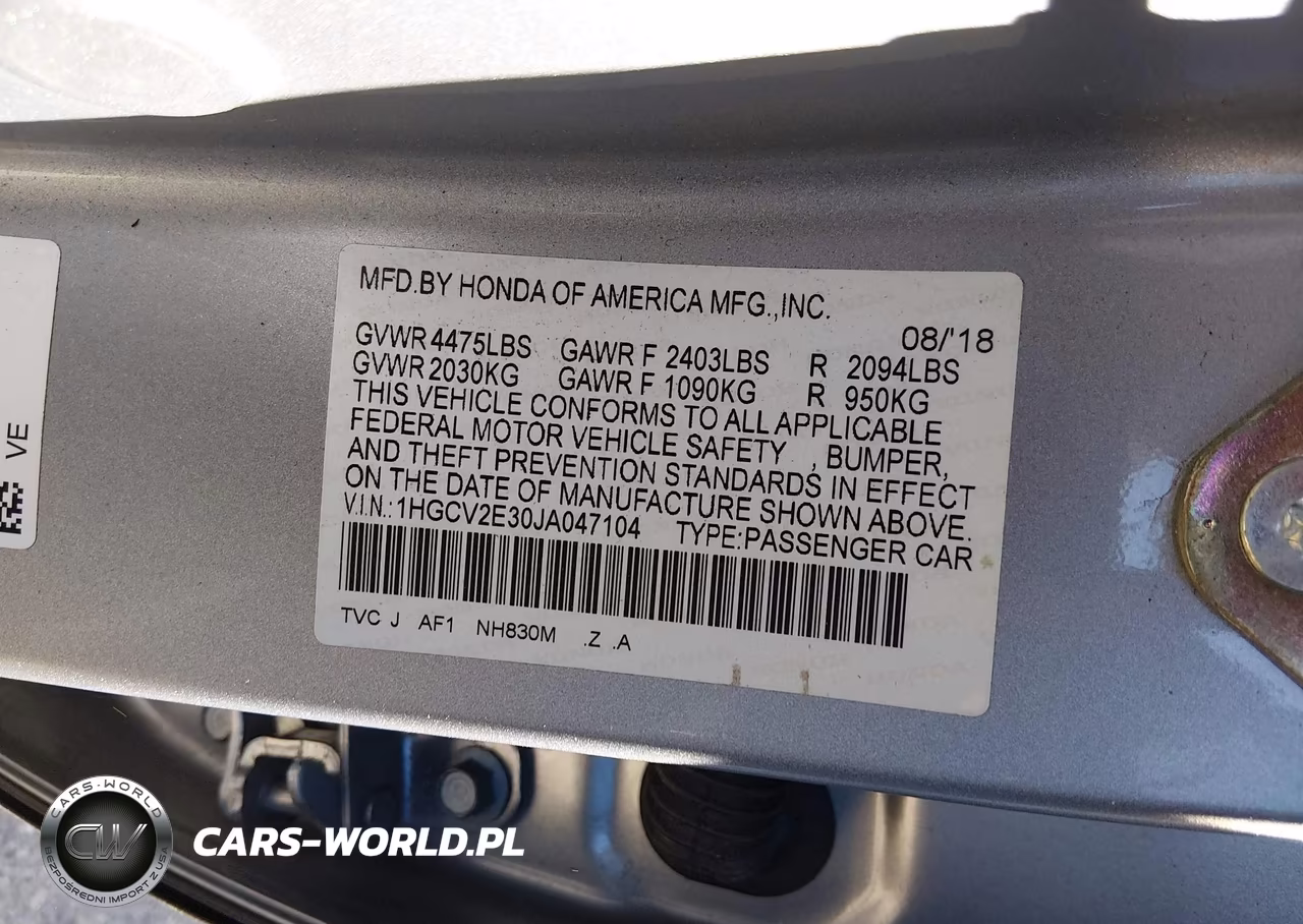 2018 Honda Accord Sport 2.0T VIN:1HGCV2E30JA047104 - 9