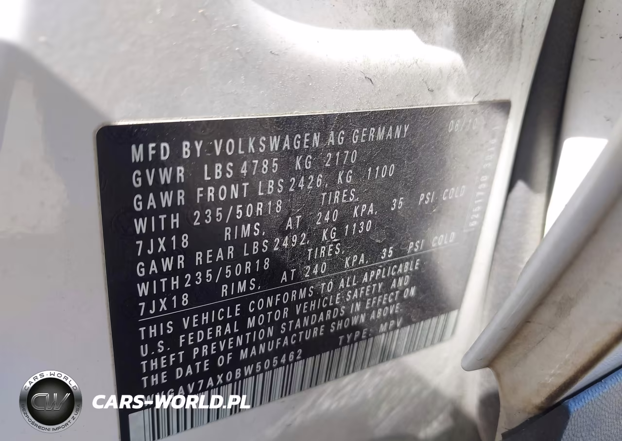 2011 Volkswagen Tiguan Sel VIN:WVGAV7AX0BW505462 - 9