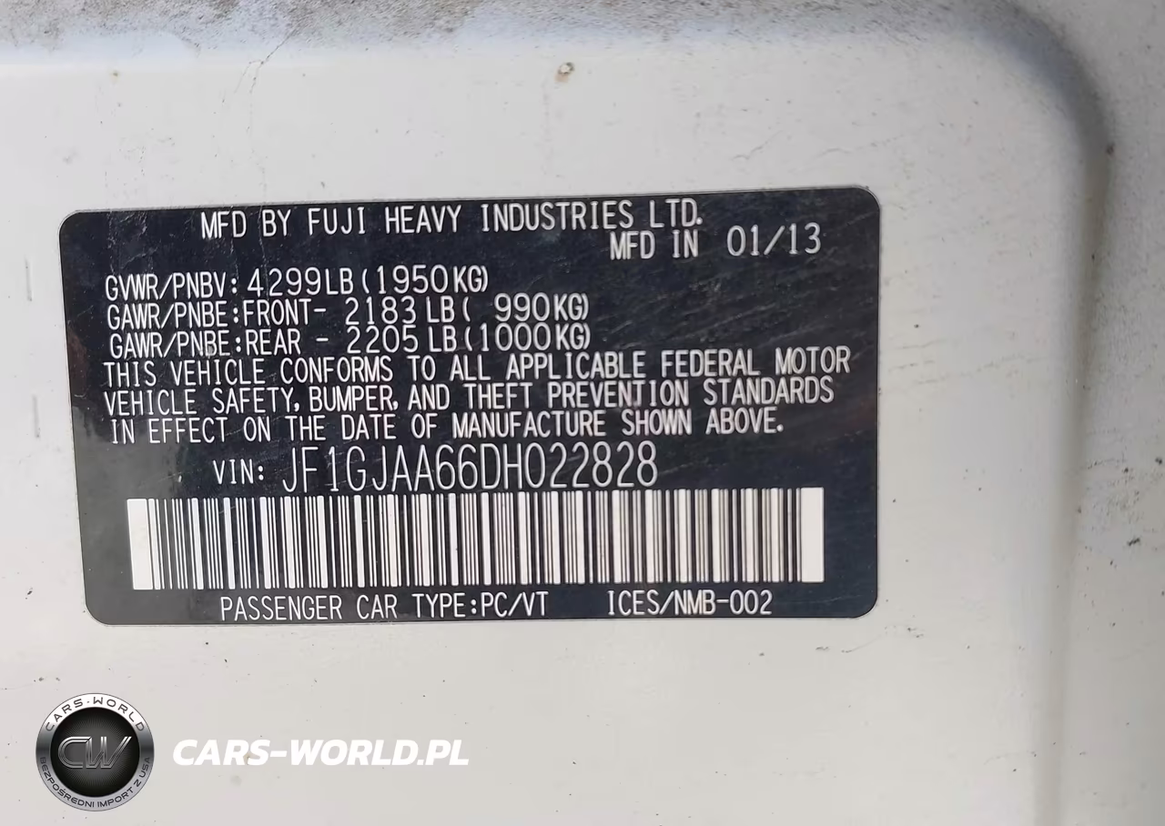 2013 Subaru Impreza 2.0I VIN:JF1GJAA66DH022828 - 9