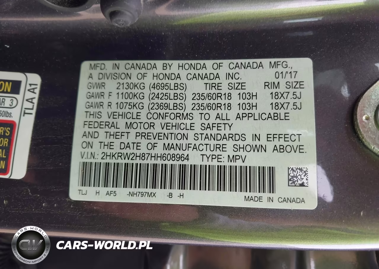 2017 Honda Cr-V Ex-L-Ex-L Navi VIN:2HKRW2H87HH608964 - 9