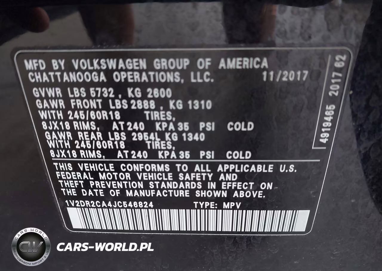 2018 Volkswagen Atlas 3.6L V6 Se-3.6L V6 Se W-Technology VIN:1V2DR2CA4JC546824 - 9