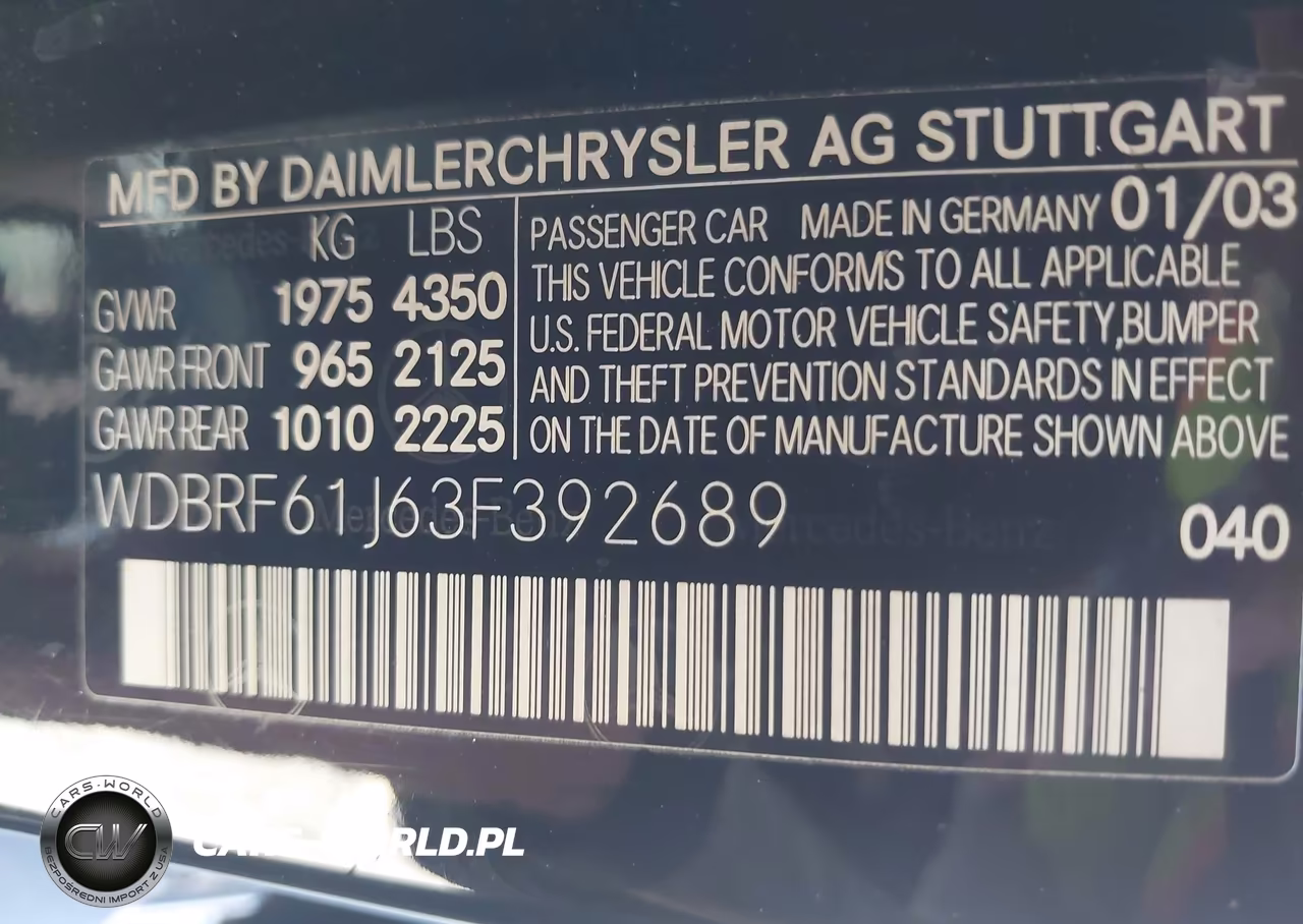 2003 Mercedes-Benz C 240 VIN:WDBRF61J63F392689 - 9