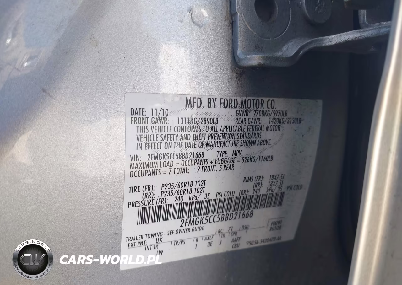 2011 Ford Flex Sel VIN:2FMGK5CC5BBD21668 - 9