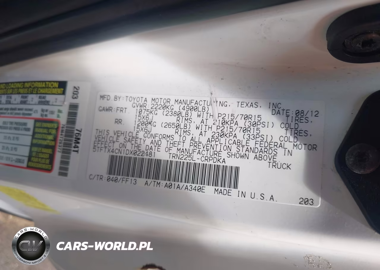 2013 Toyota Tacoma VIN:5TFTX4CN1DX022481 - 9