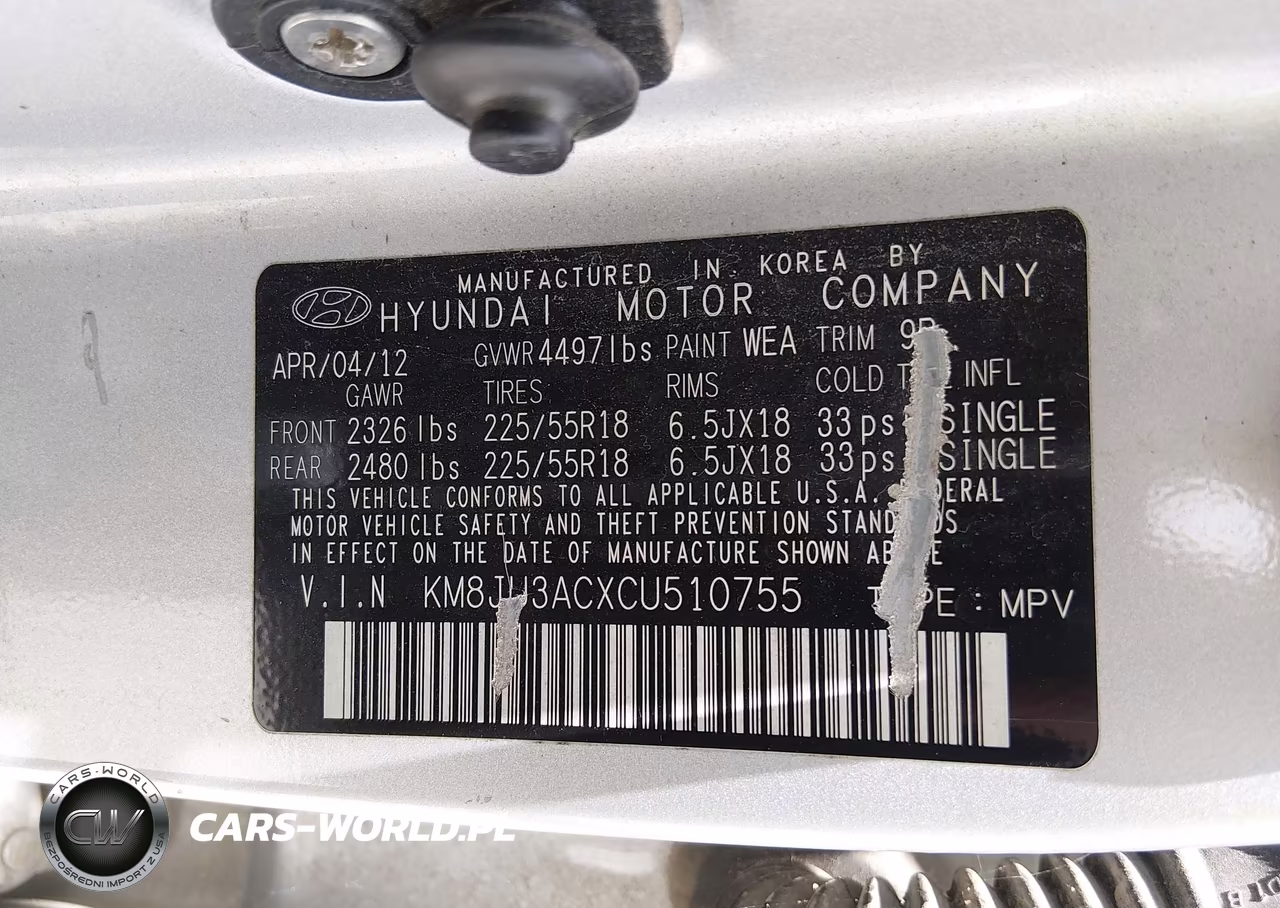 2012 Hyundai Tucson Limited VIN:KM8JU3ACXCU510755 - 9