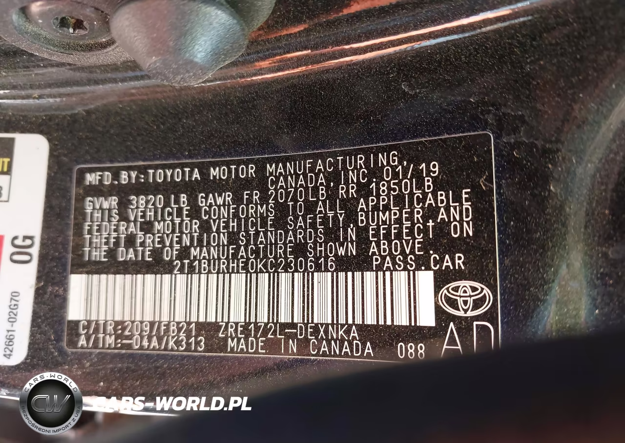 2019 Toyota Corolla Le VIN:2T1BURHE0KC230616 - 9