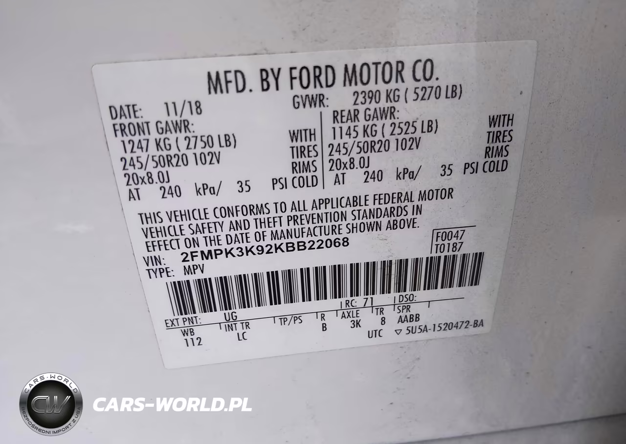 2019 Ford Edge Titanium VIN:2FMPK3K92KBB22068 - 9