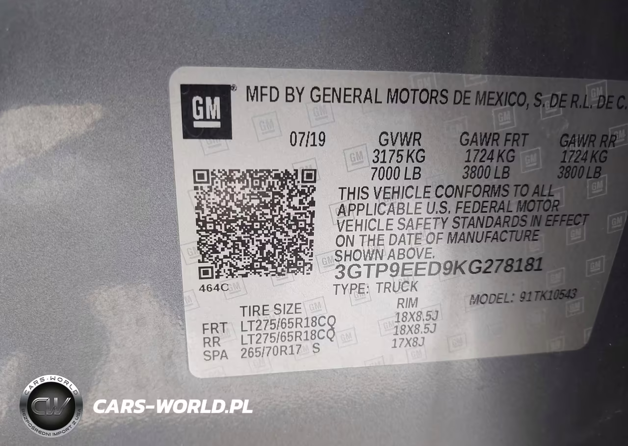 2019 GMC Sierra 1500 At4 VIN:3GTP9EED9KG278181 - 9
