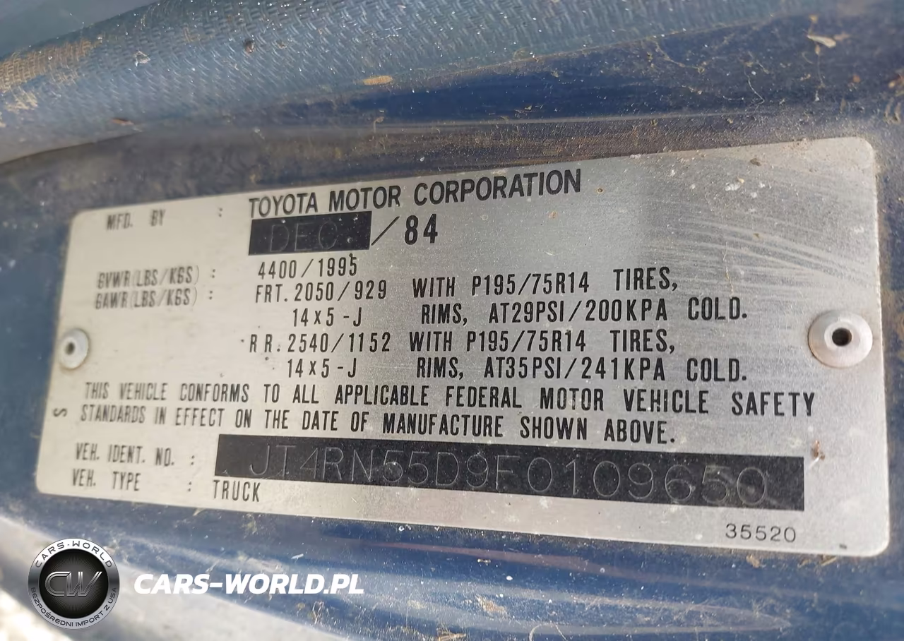 1985 Toyota Pickup 1-2 Ton Rn55 Dlx VIN:JT4RN55D9F0109650 - 9