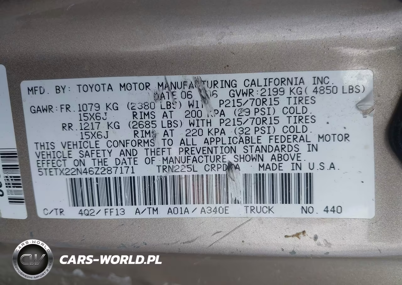 2006 Toyota Tacoma VIN:5TETX22N46Z287171 - 9