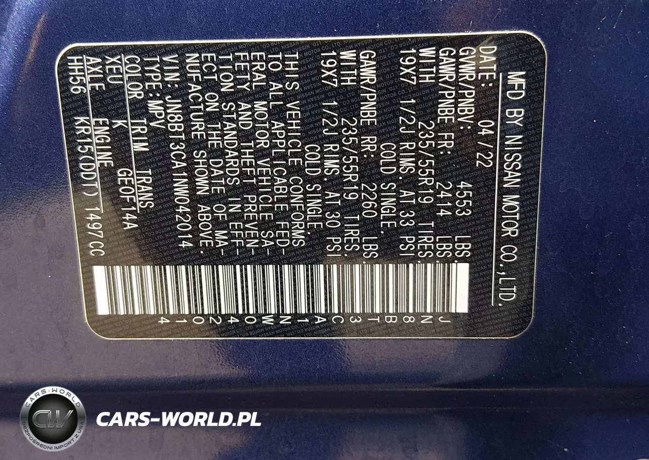 2022 Nissan Rogue Sl Fwd VIN:JN8BT3CA1NW042014 - 9