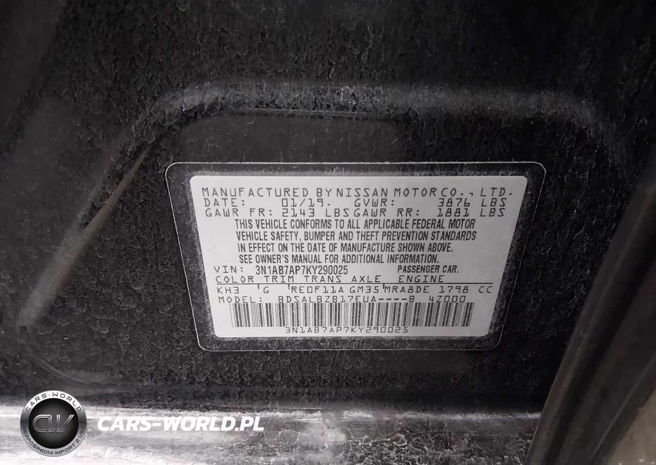 2019 Nissan Sentra S VIN:3N1AB7AP7KY290025 - 9
