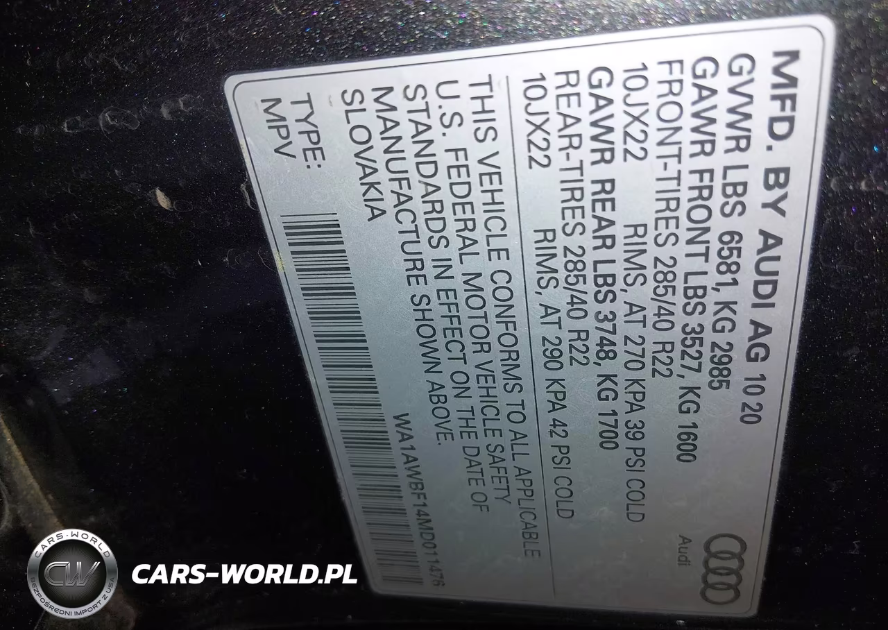 2021 Audi Sq8 Premium Plus Tfsi Quattro Tiptronic VIN:WA1AWBF14MD011476 - 9
