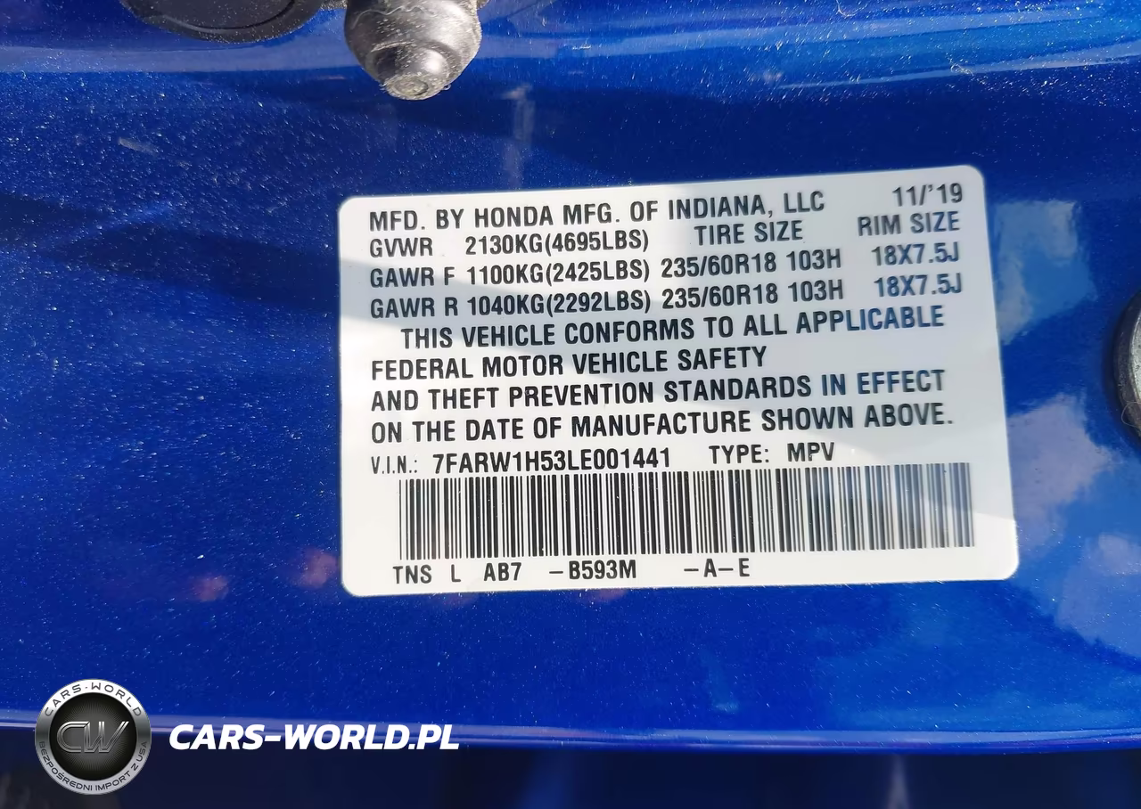 2020 Honda Cr-V 2Wd Ex VIN:7FARW1H53LE001441 - 9