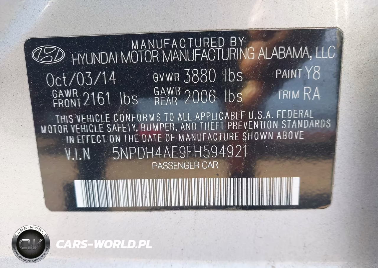 2015 Hyundai Elantra Se VIN:5NPDH4AE9FH594921 - 9
