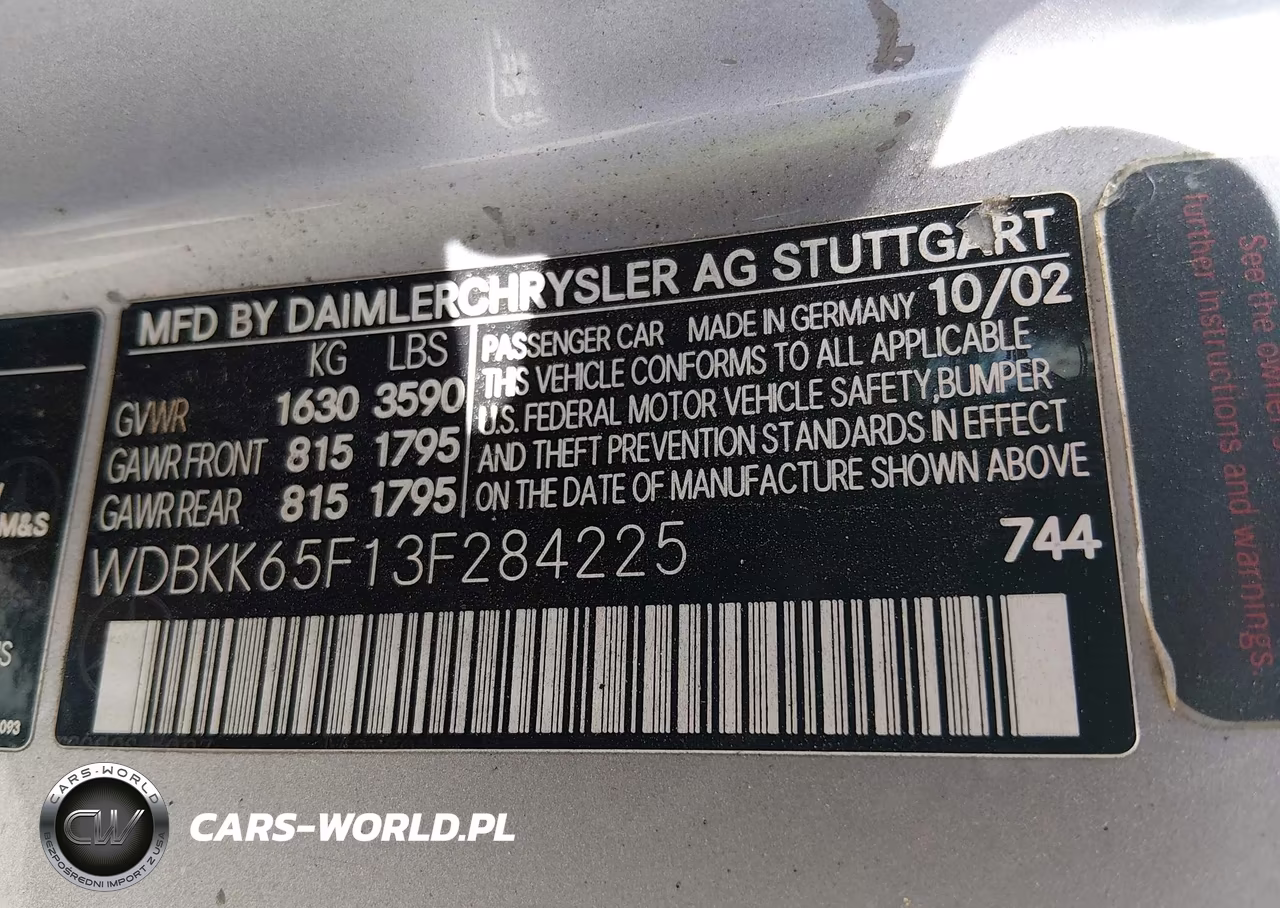 2003 Mercedes-Benz Slk 320 VIN:WDBKK65F13F284225 - 9