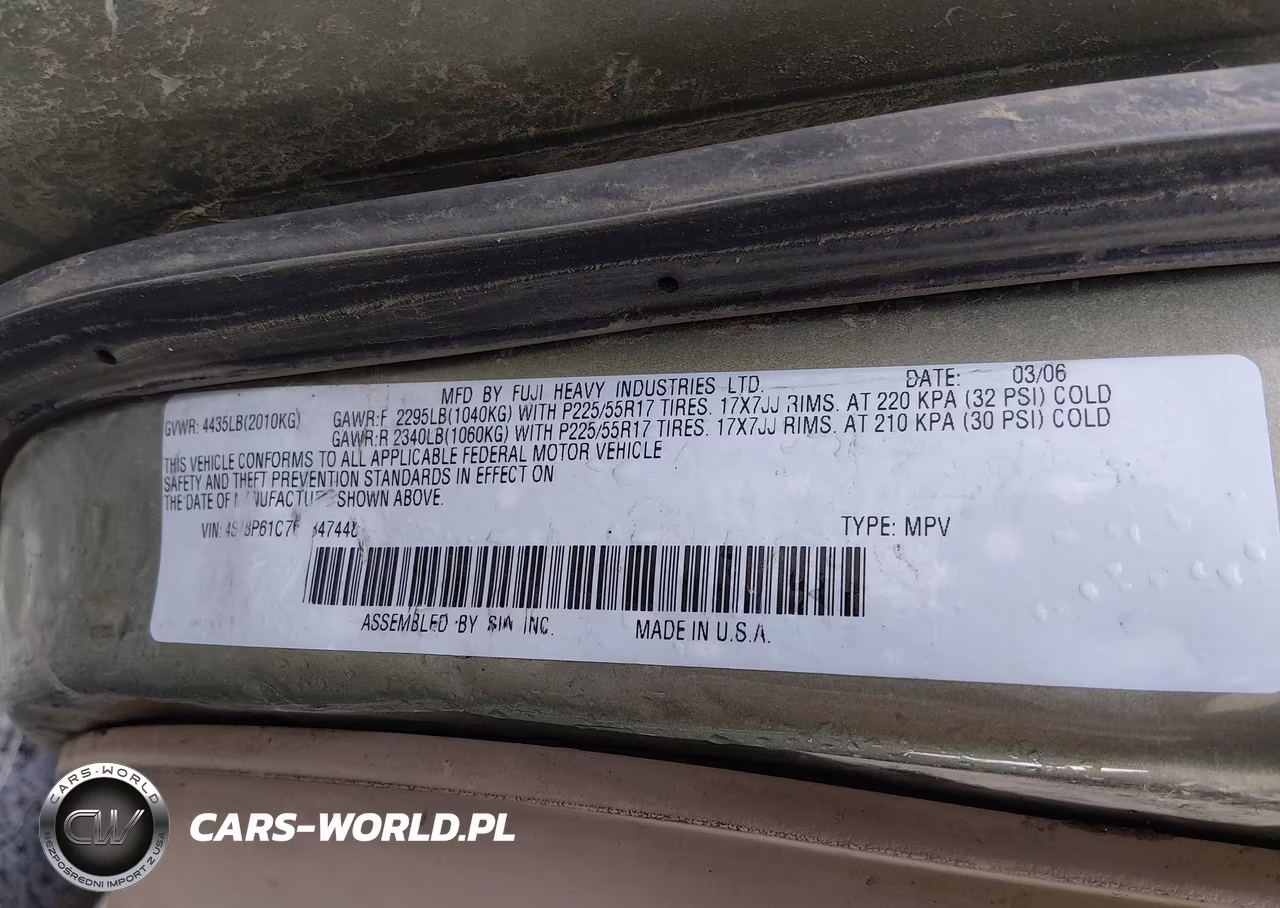 2006 Subaru Outback 2.5I VIN:4S4BP61C767347448 - 9