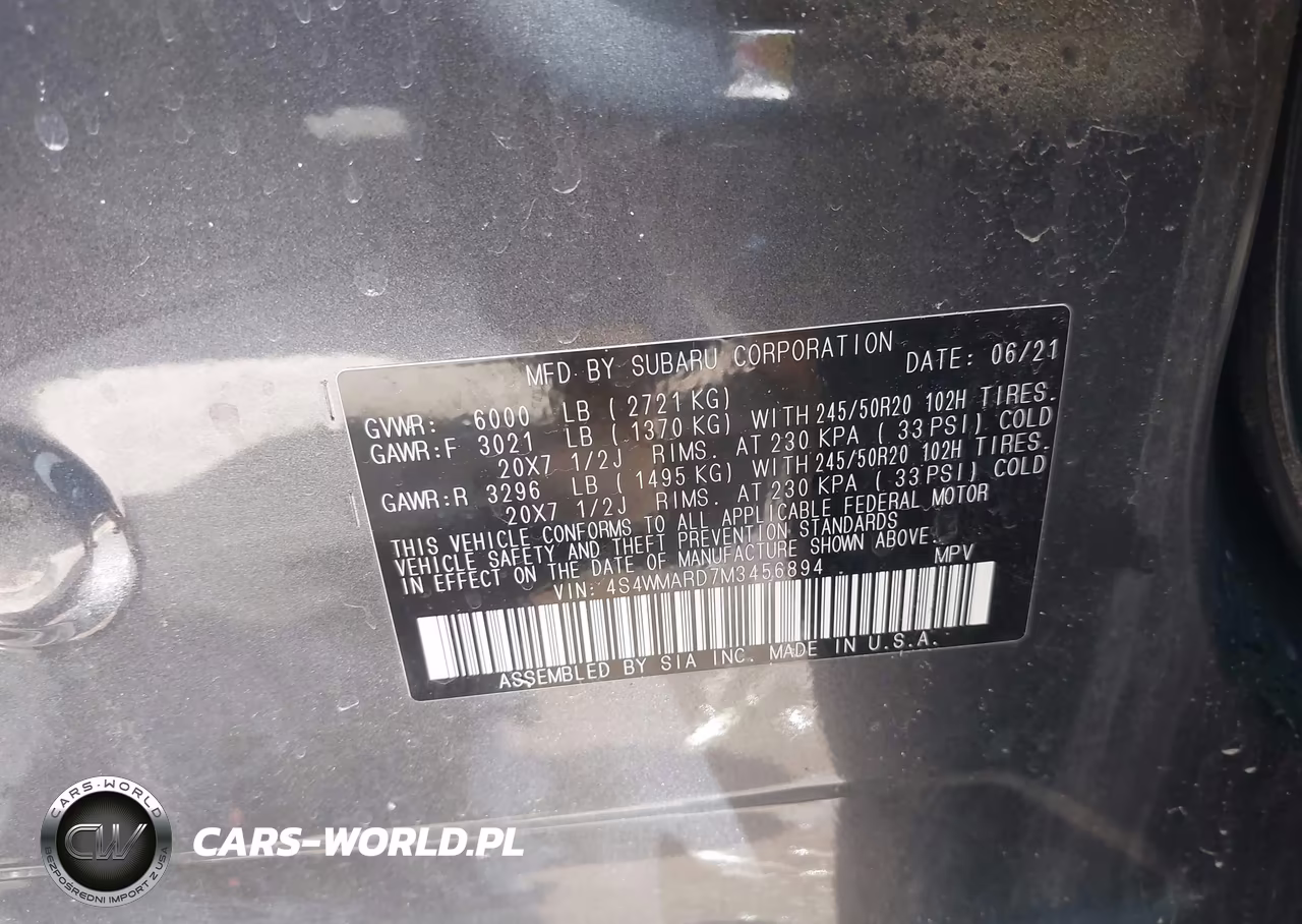 2021 Subaru Ascent Touring VIN:4S4WMARD7M3456894 - 9