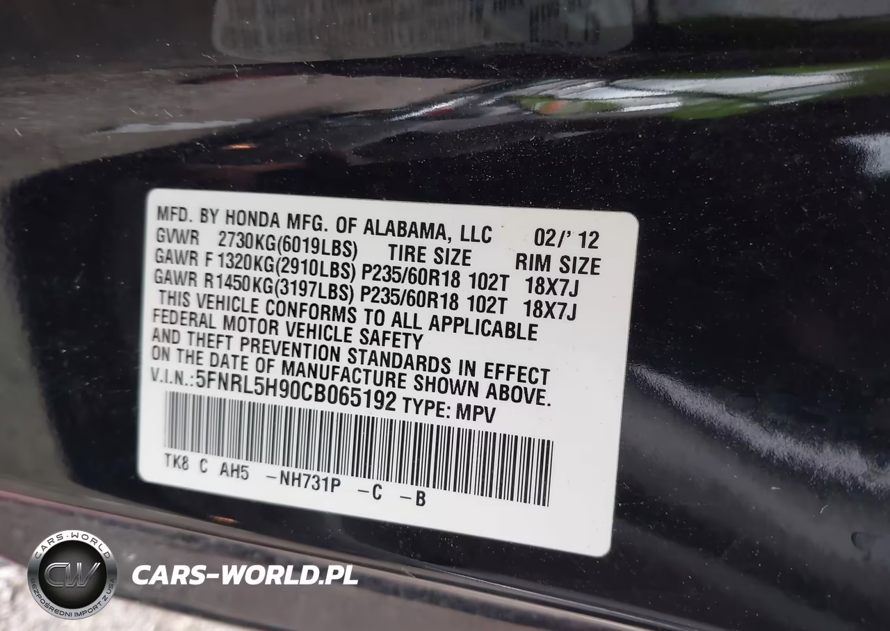 2012 Honda Odyssey Touring-Touring Elite VIN:5FNRL5H90CB065192 - 9