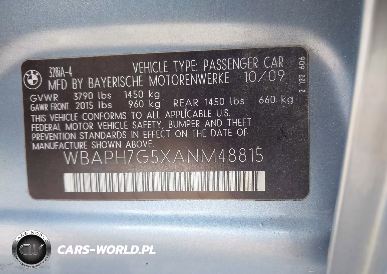 2010 BMW 328I VIN:WBAPH7G5XANM48815 - 9