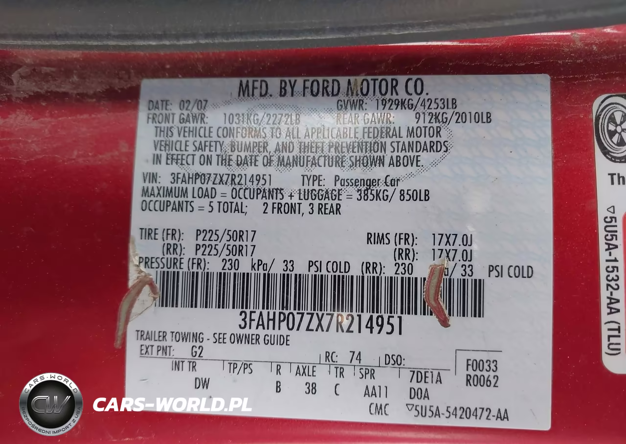 2007 Ford Fusion Se VIN:3FAHP07ZX7R214951 - 9