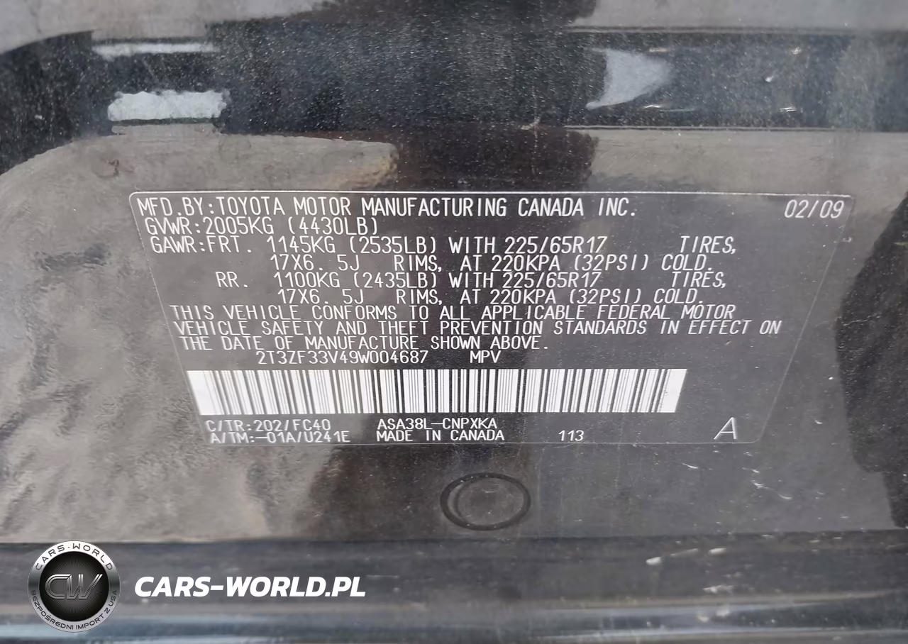 2009 Toyota Rav4 VIN:2T3ZF33V49W004687 - 9