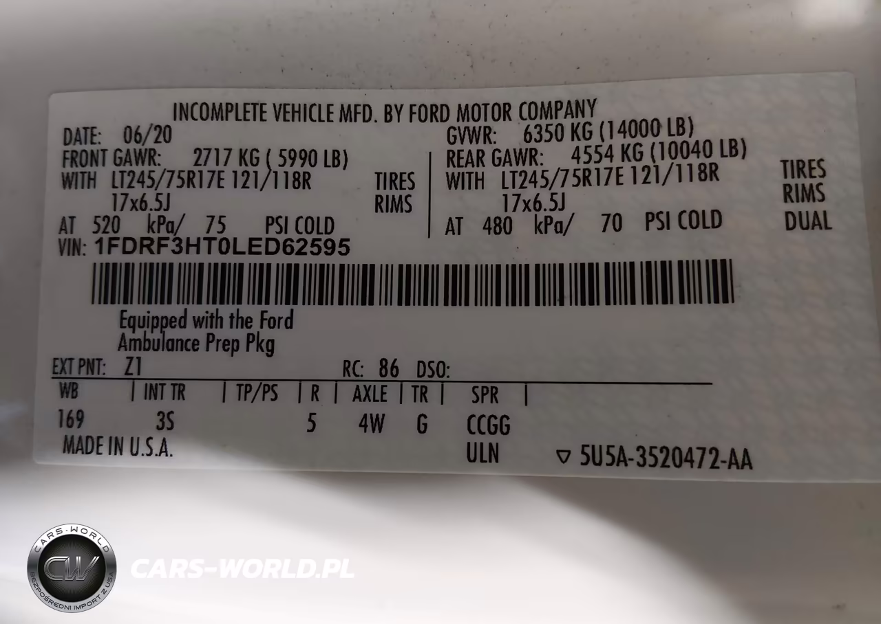 2020 Ford F-350 Chassis Xlt VIN:1FDRF3HT0LED62595 - 9
