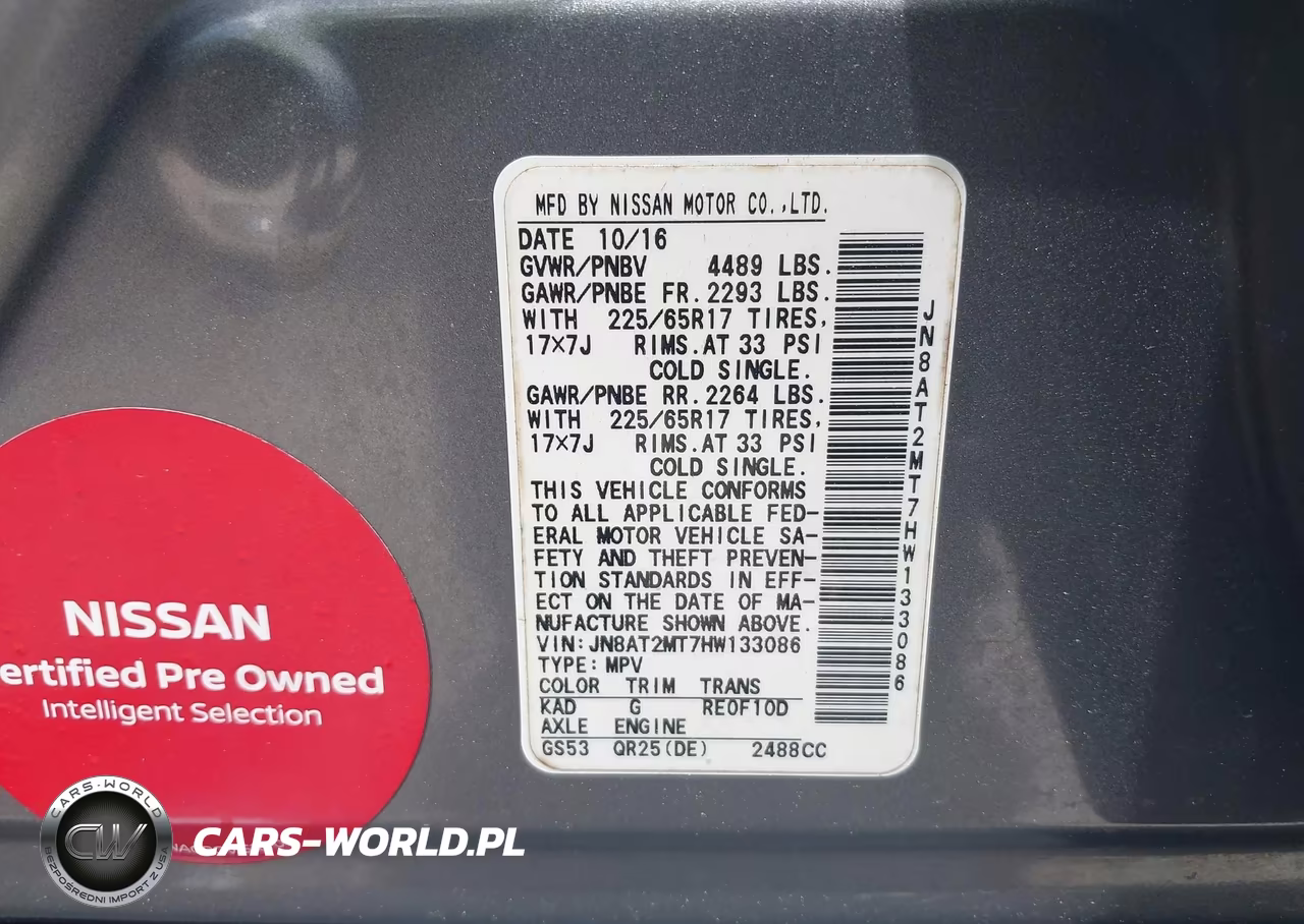 2017 Nissan Rogue S VIN:JN8AT2MT7HW133086 - 9
