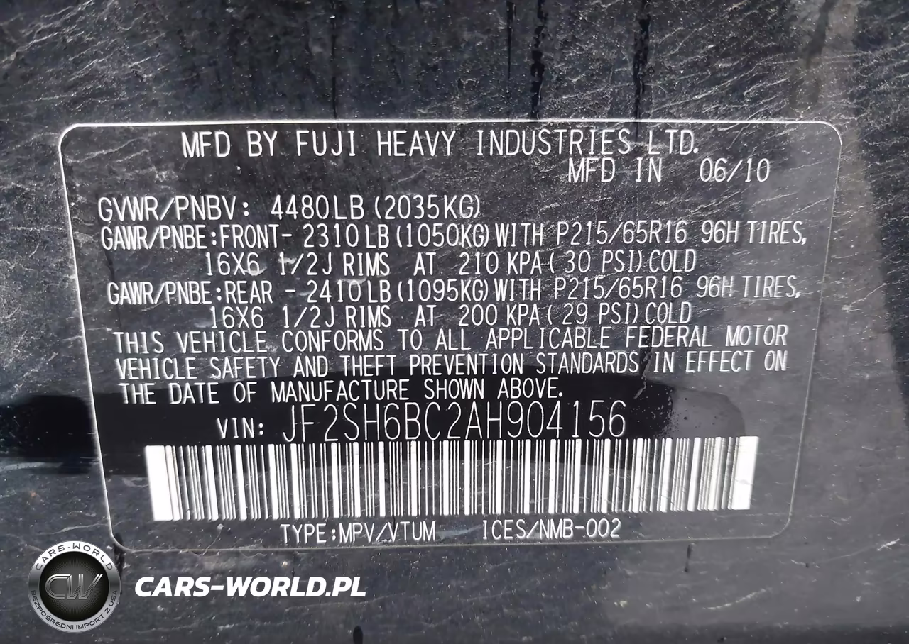 2010 Subaru Forester 2.5X VIN:JF2SH6BC2AH904156 - 9