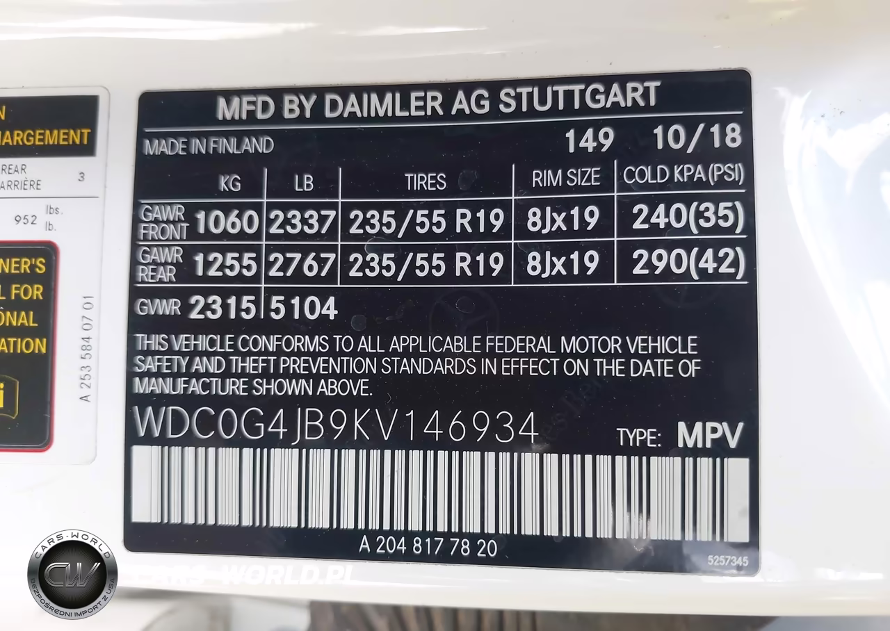 2019 Mercedes-Benz Glc 300 VIN:WDC0G4JB9KV146934 - 9