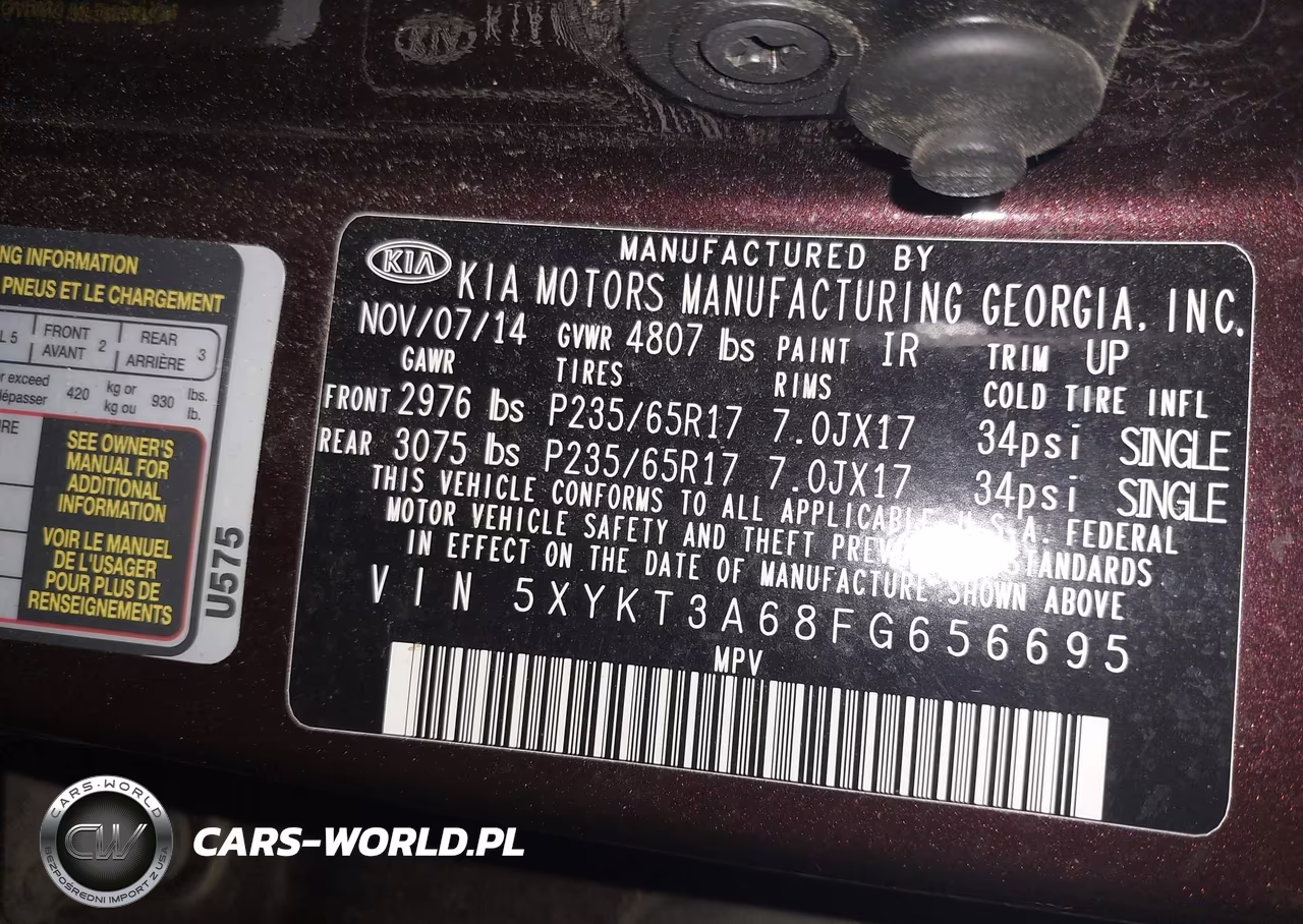 2015 Kia Sorento Lx VIN:5XYKT3A68FG656695 - 9