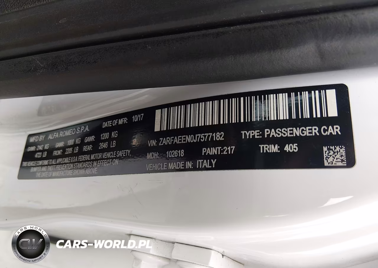 2018 Alfa Romeo Giulia Ti Sport Awd VIN:ZARFAEEN0J7577182 - 9