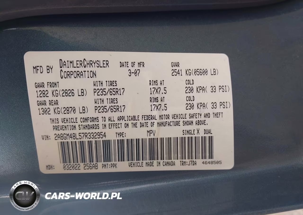 2007 Chrysler Pacifica VIN:2A8GM48L57R332954 - 9