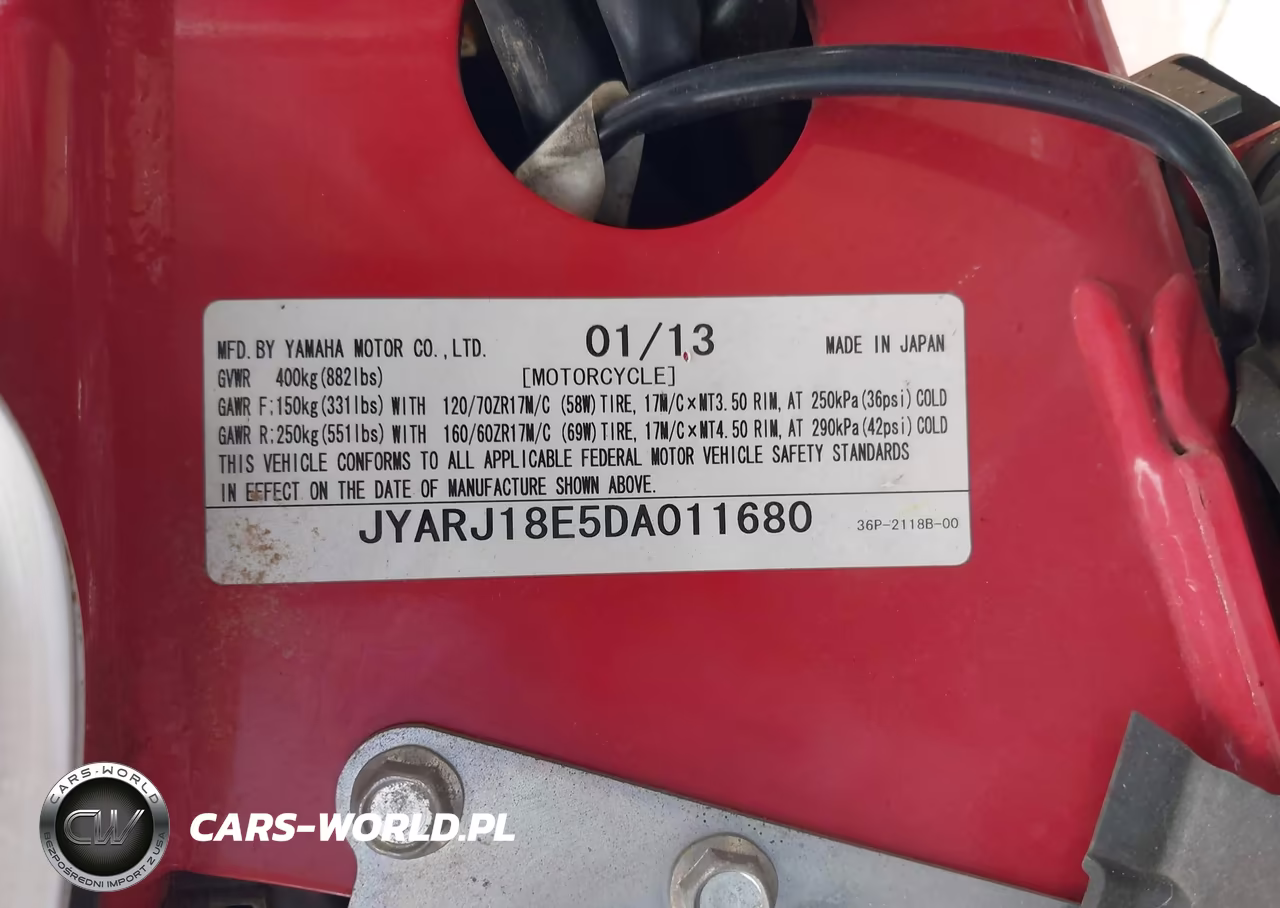 2013 Yamaha Fz6 R VIN:JYARJ18E5DA011680 - 10