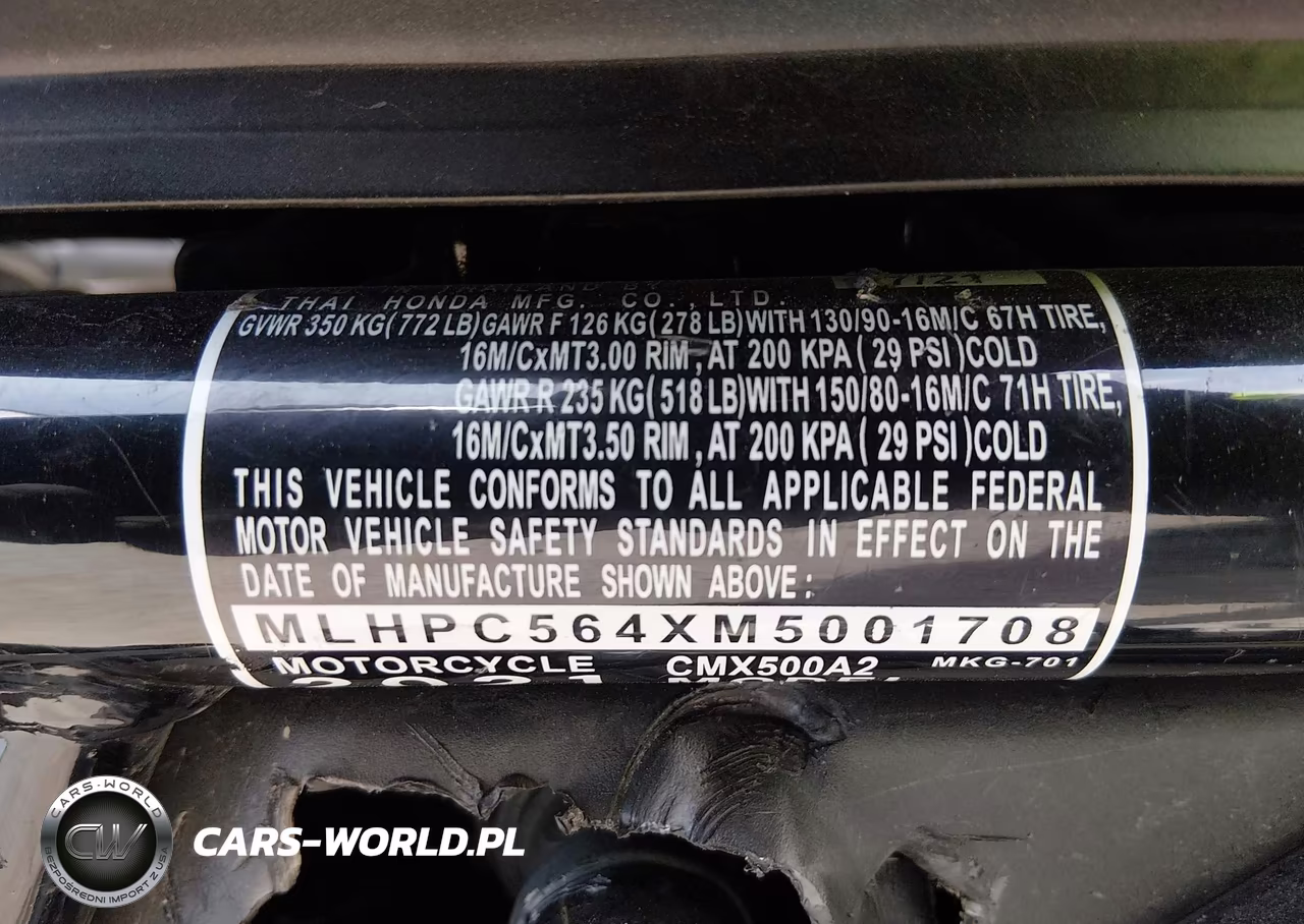2021 Honda Cmx500 A2 VIN:MLHPC564XM5001708 - 10