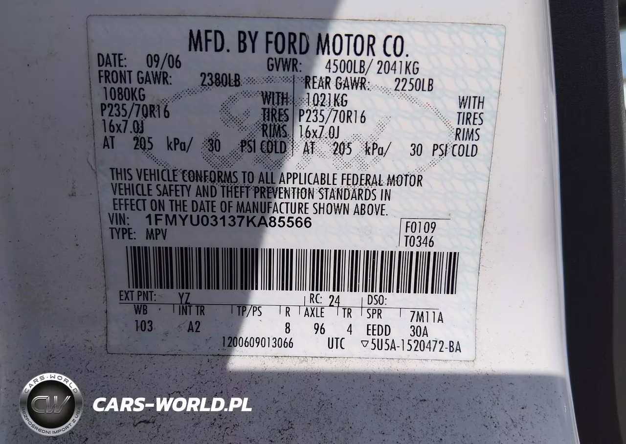 2007 Ford Escape Xlt-Xlt Sport VIN:1FMYU03137KA85566 - 9