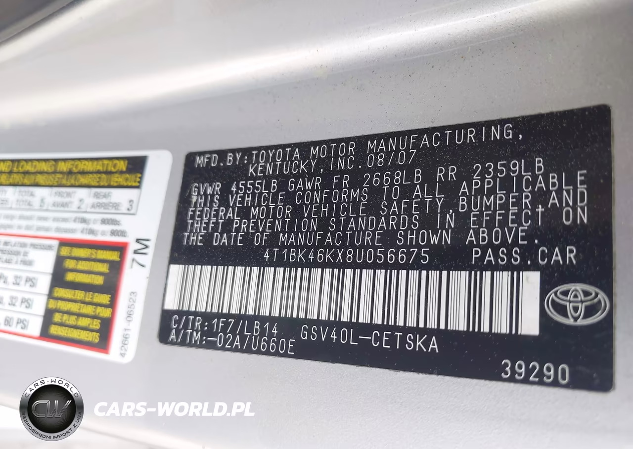 2008 Toyota Camry Se V6 VIN:4T1BK46KX8U056675 - 9
