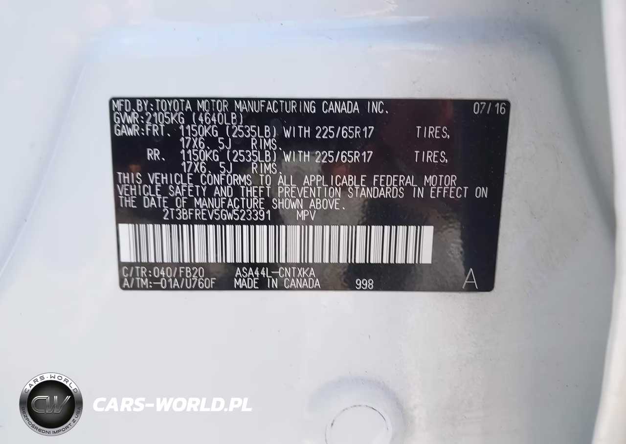 2016 Toyota Rav4 Le VIN:2T3BFREV5GW523391 - 9