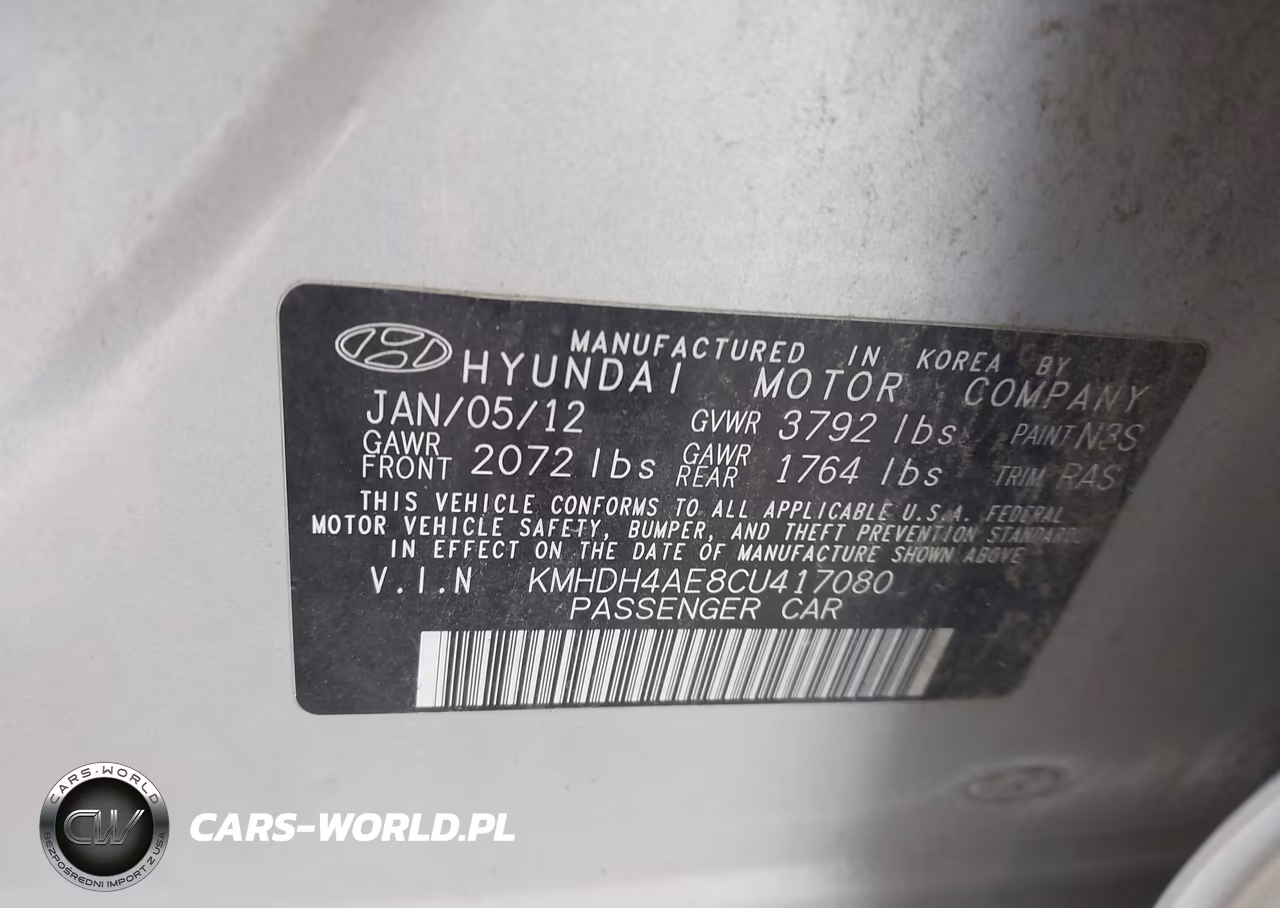 2012 Hyundai Elantra Gls (Ulsan Plant) VIN:KMHDH4AE8CU417080 - 9