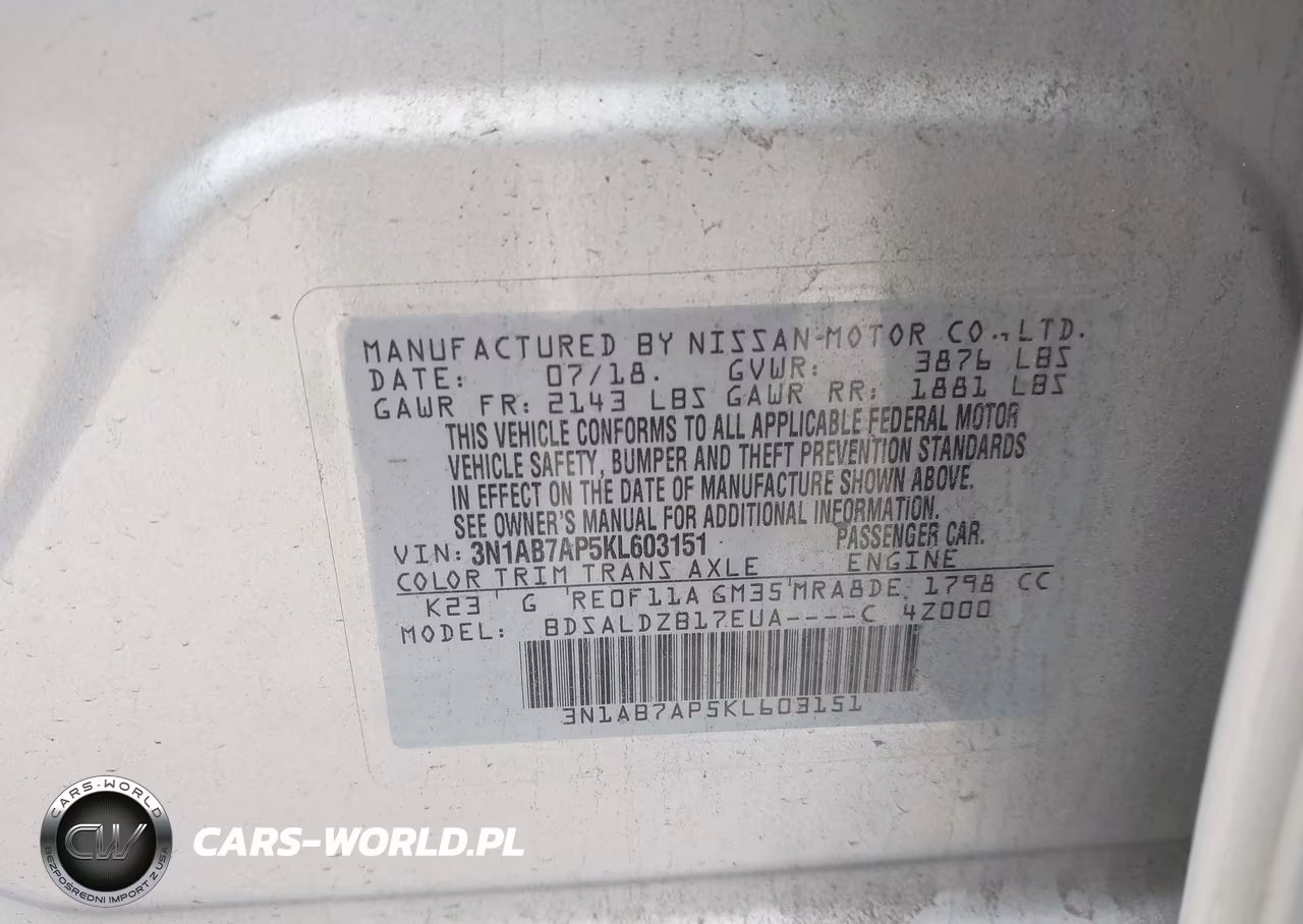 2019 Nissan Sentra Sv VIN:3N1AB7AP5KL603151 - 9