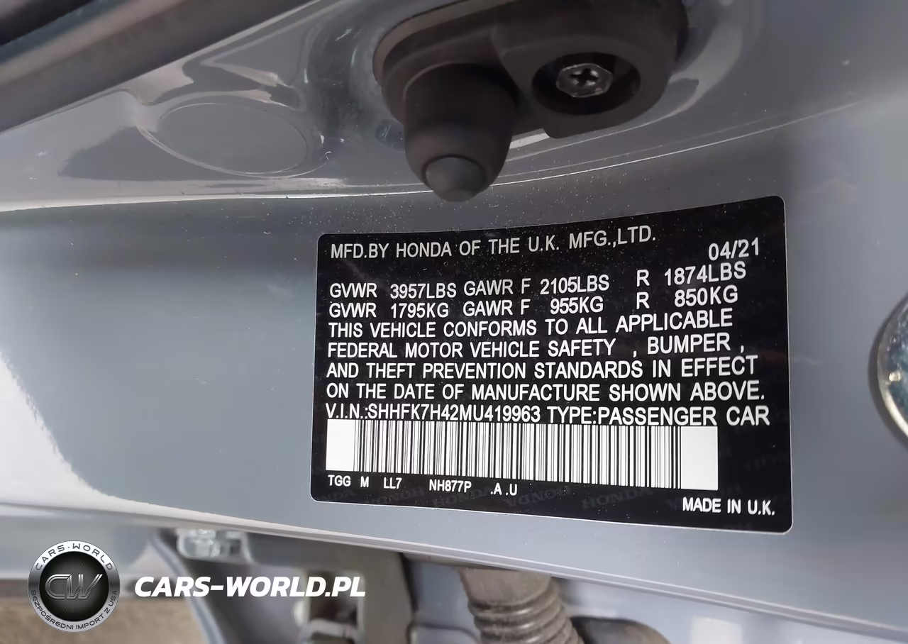 2021 Honda Civic Sport VIN:SHHFK7H42MU419963 - 9