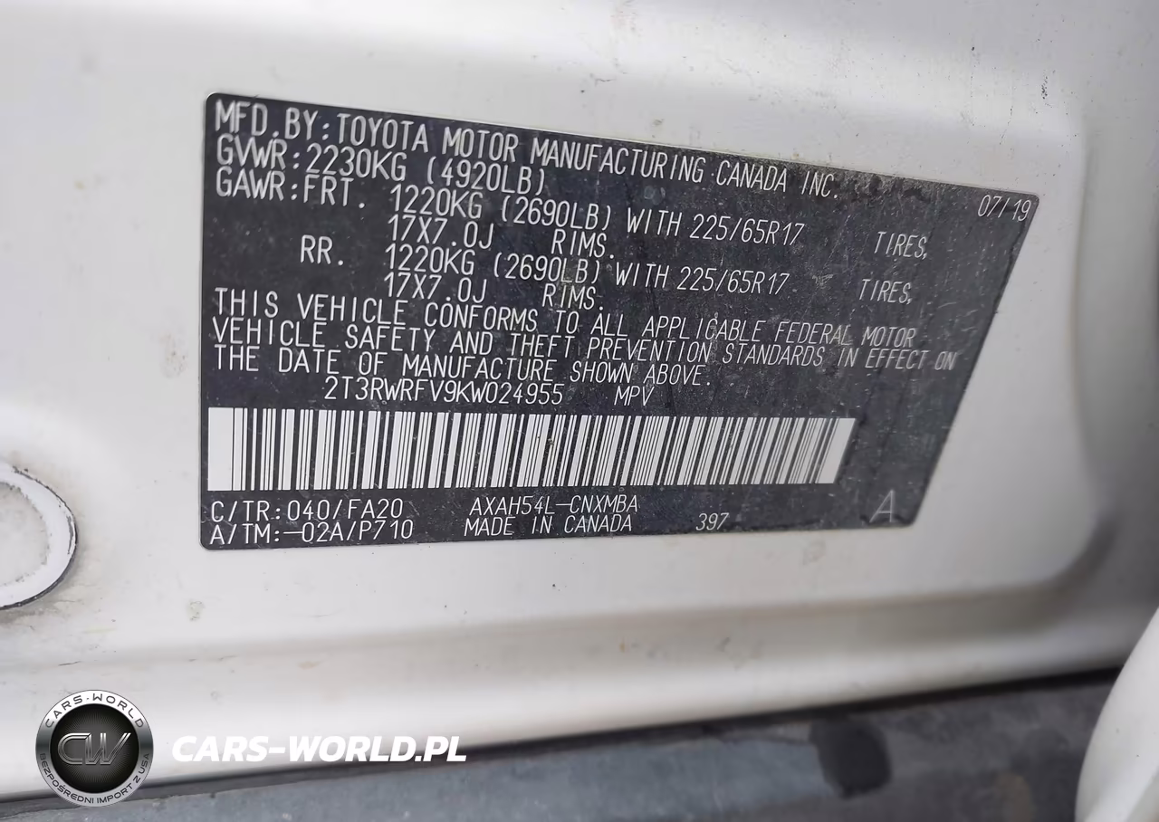 2019 Toyota Rav4 Hybrid Xle VIN:2T3RWRFV9KW024955 - 9