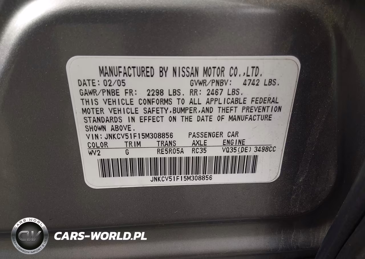2005 Infiniti G35X VIN:JNKCV51F15M308856 - 9